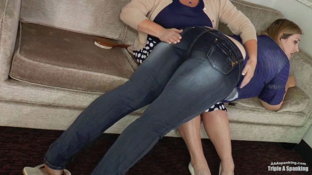 spanked over jeans